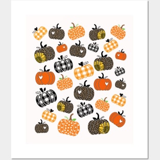 Cute and Funny Pumpkin Pattern - Halloween Posters and Art